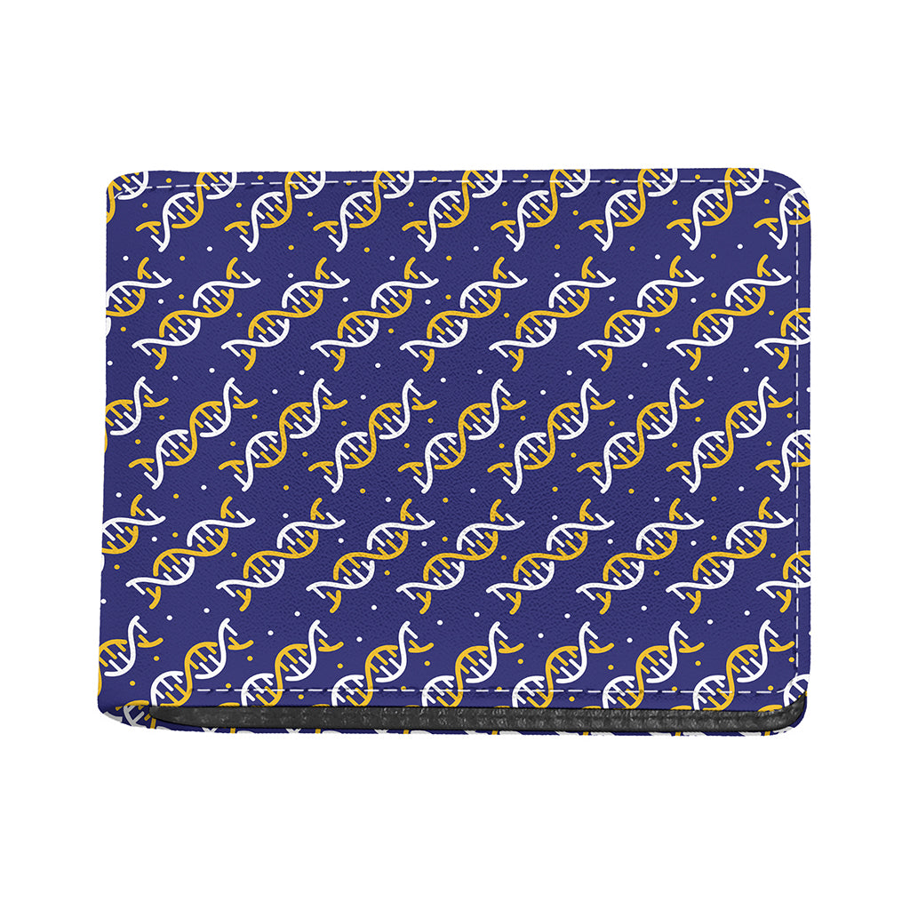 White And Yellow DNA Pattern Print Bifold Wallet