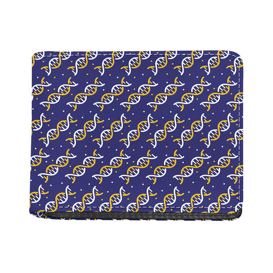 White And Yellow DNA Pattern Print Bifold Wallet