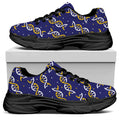White And Yellow DNA Pattern Print Black Chunky Shoes