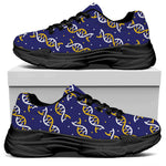White And Yellow DNA Pattern Print Black Chunky Shoes