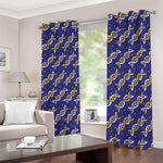 White And Yellow DNA Pattern Print Blackout Grommet Curtains