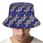 White And Yellow DNA Pattern Print Bucket Hat