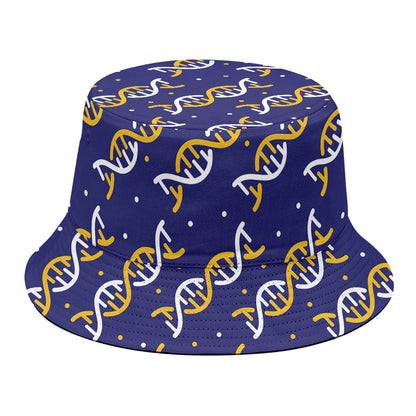 White And Yellow DNA Pattern Print Bucket Hat