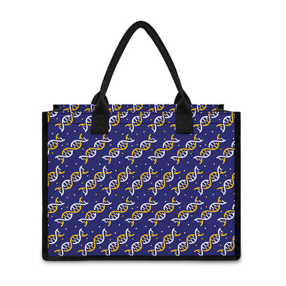 White And Yellow DNA Pattern Print Canvas Tote Bag