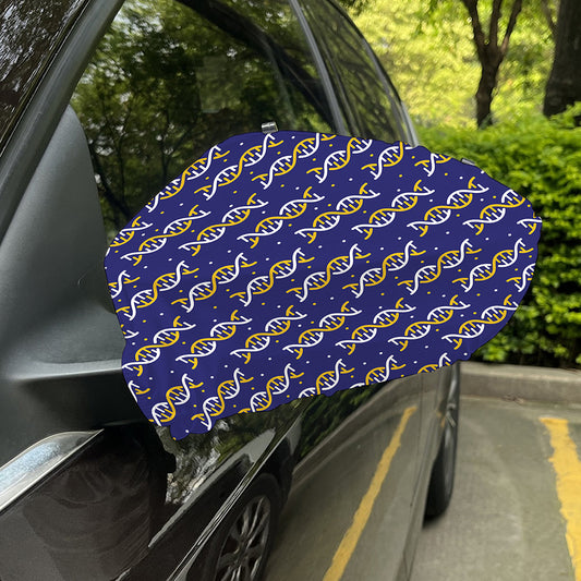 White And Yellow DNA Pattern Print Car Side Mirror Covers