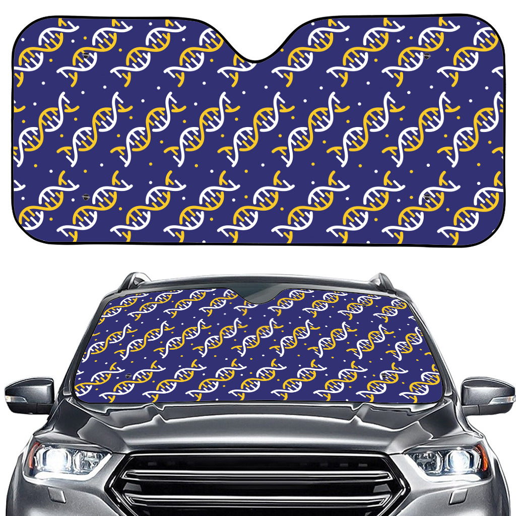 White And Yellow DNA Pattern Print Car Windshield Sun Shade