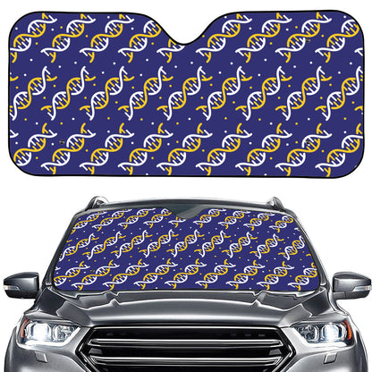 White And Yellow DNA Pattern Print Car Windshield Sun Shade