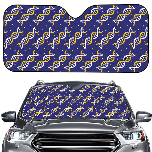 White And Yellow DNA Pattern Print Car Windshield Sun Shade
