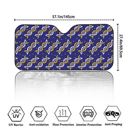White And Yellow DNA Pattern Print Car Windshield Sun Shade