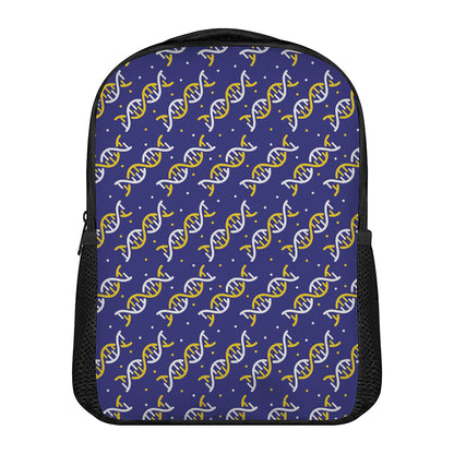White And Yellow DNA Pattern Print Casual Backpack