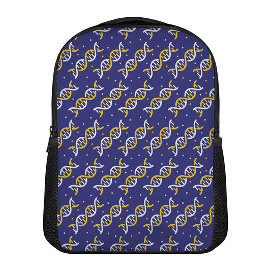 White And Yellow DNA Pattern Print Casual Backpack