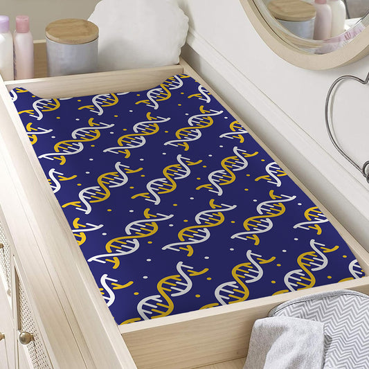 White And Yellow DNA Pattern Print Changing Pad Cover