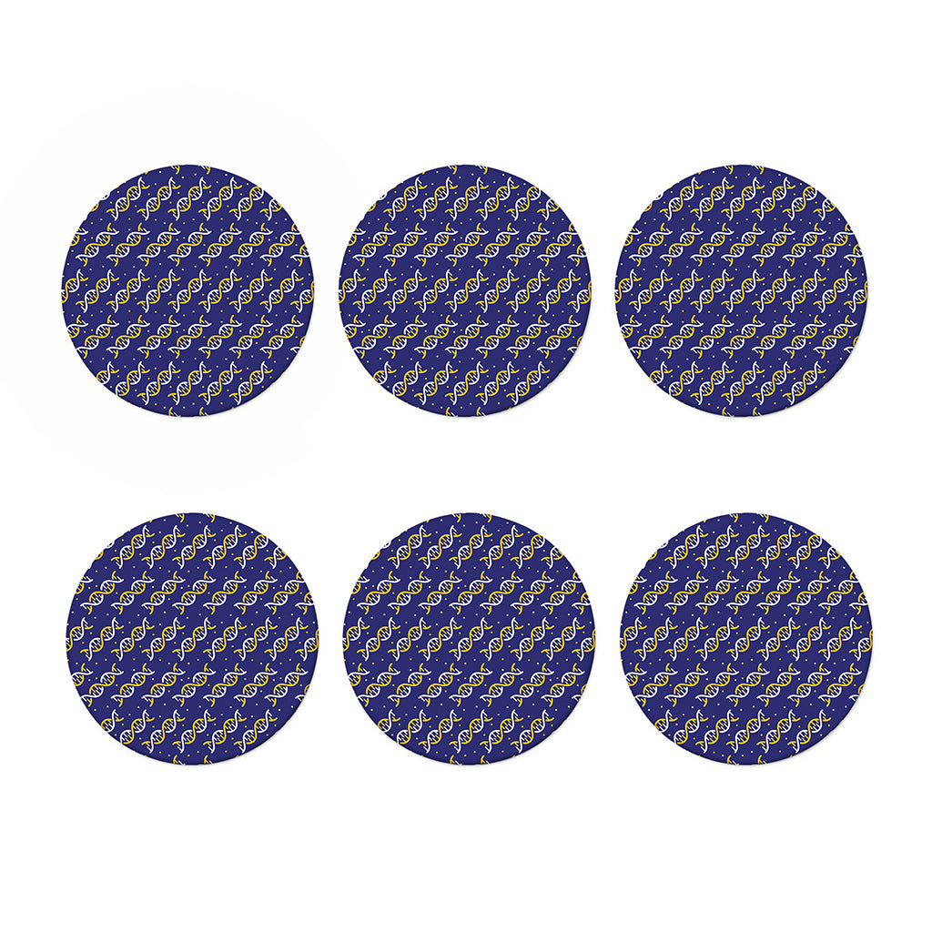 White And Yellow DNA Pattern Print Coaster Set