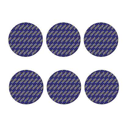 White And Yellow DNA Pattern Print Coaster Set
