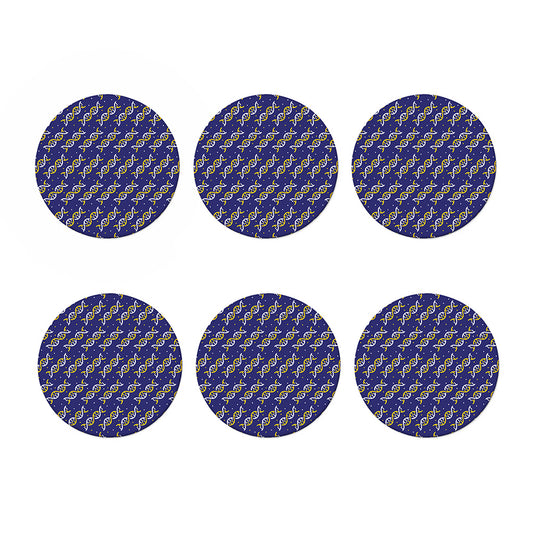White And Yellow DNA Pattern Print Coaster Set