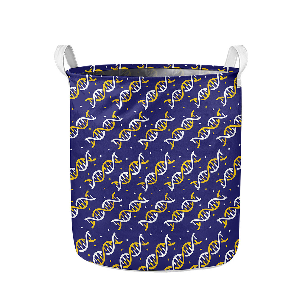 White And Yellow DNA Pattern Print Collapsible Laundry Basket