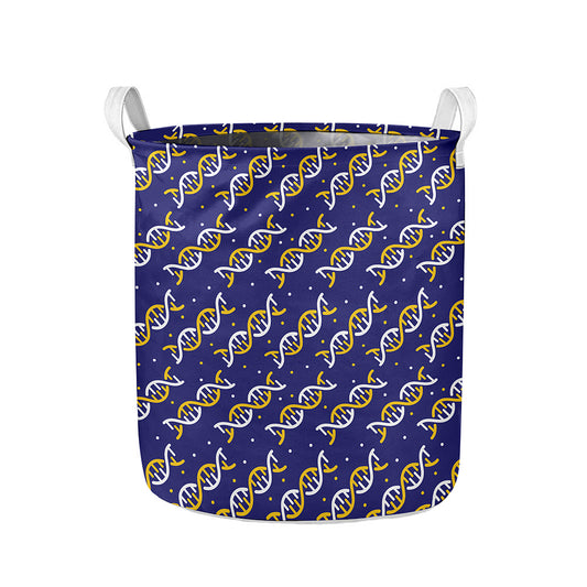 White And Yellow DNA Pattern Print Collapsible Laundry Basket
