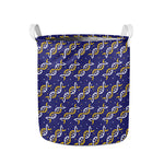 White And Yellow DNA Pattern Print Collapsible Laundry Basket