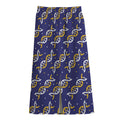 White And Yellow DNA Pattern Print Cotton Front Slit Maxi Skirt
