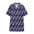 White And Yellow DNA Pattern Print Cotton Hawaiian Shirt