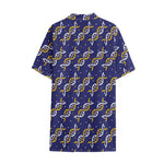 White And Yellow DNA Pattern Print Cotton Hawaiian Shirt