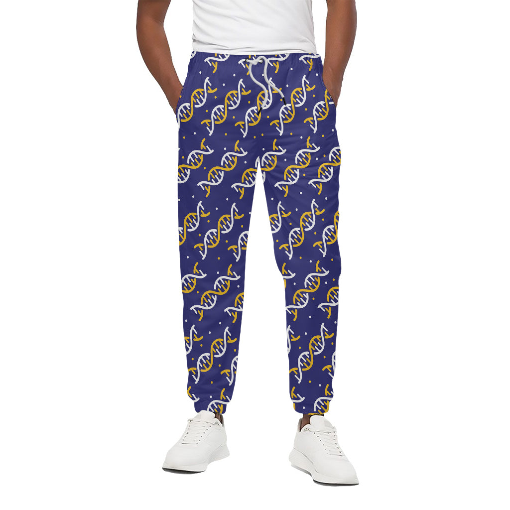 White And Yellow DNA Pattern Print Cotton Pants