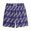 White And Yellow DNA Pattern Print Cotton Shorts
