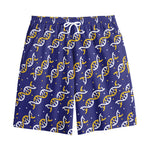White And Yellow DNA Pattern Print Cotton Shorts