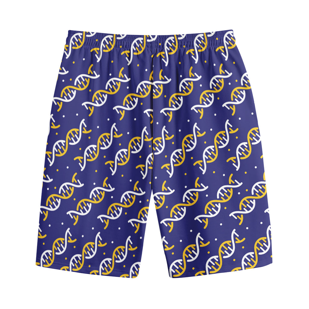 White And Yellow DNA Pattern Print Cotton Shorts