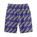 White And Yellow DNA Pattern Print Cotton Shorts
