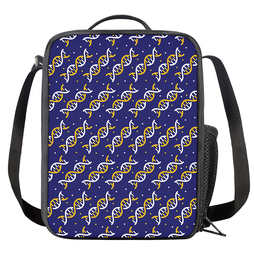 White And Yellow DNA Pattern Print Crossbody Lunch Bag