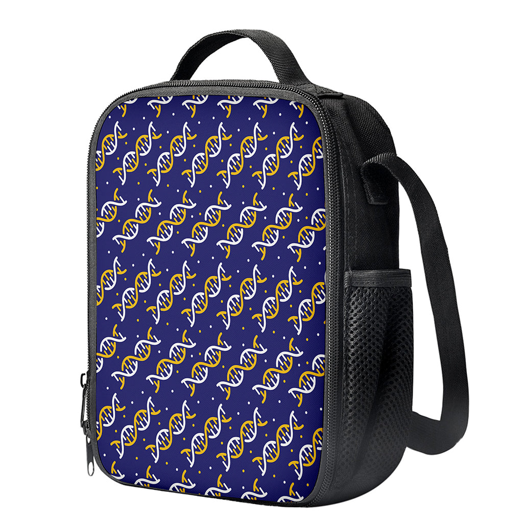 White And Yellow DNA Pattern Print Crossbody Lunch Bag