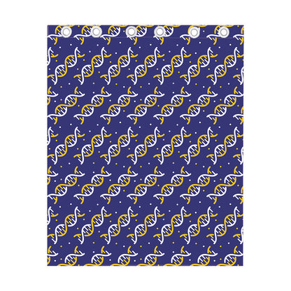 White And Yellow DNA Pattern Print Curtain