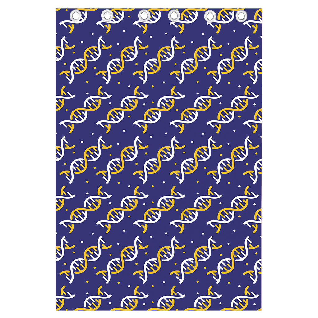 White And Yellow DNA Pattern Print Curtain