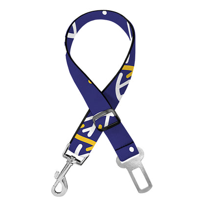 White And Yellow DNA Pattern Print Dog Seat Belt