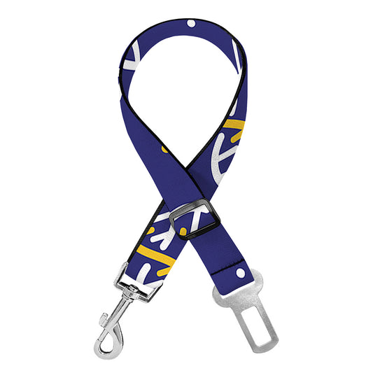 White And Yellow DNA Pattern Print Dog Seat Belt