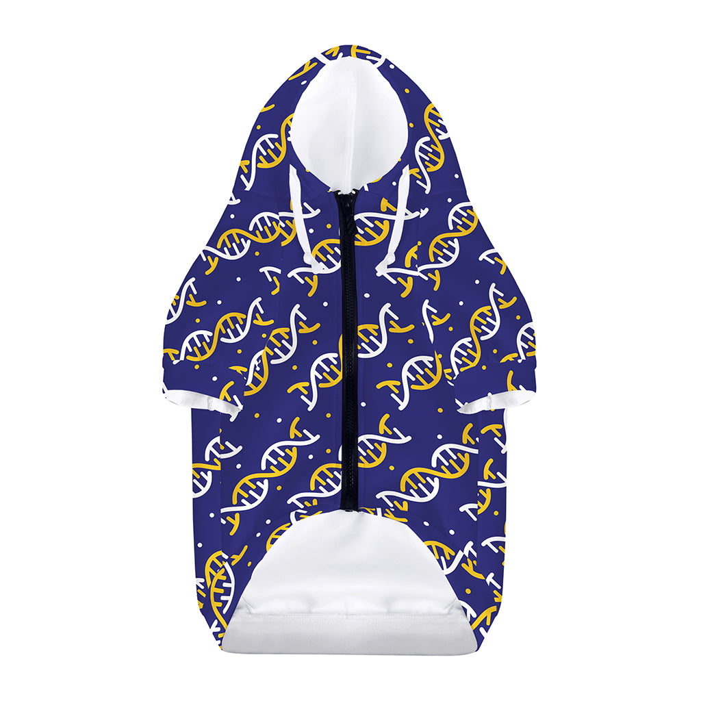 White And Yellow DNA Pattern Print Dog Zip Up Hoodie
