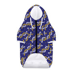White And Yellow DNA Pattern Print Dog Zip Up Hoodie