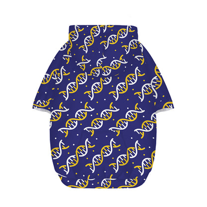 White And Yellow DNA Pattern Print Dog Zip Up Hoodie
