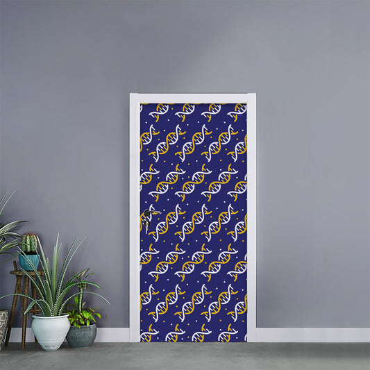 White And Yellow DNA Pattern Print Door Sticker