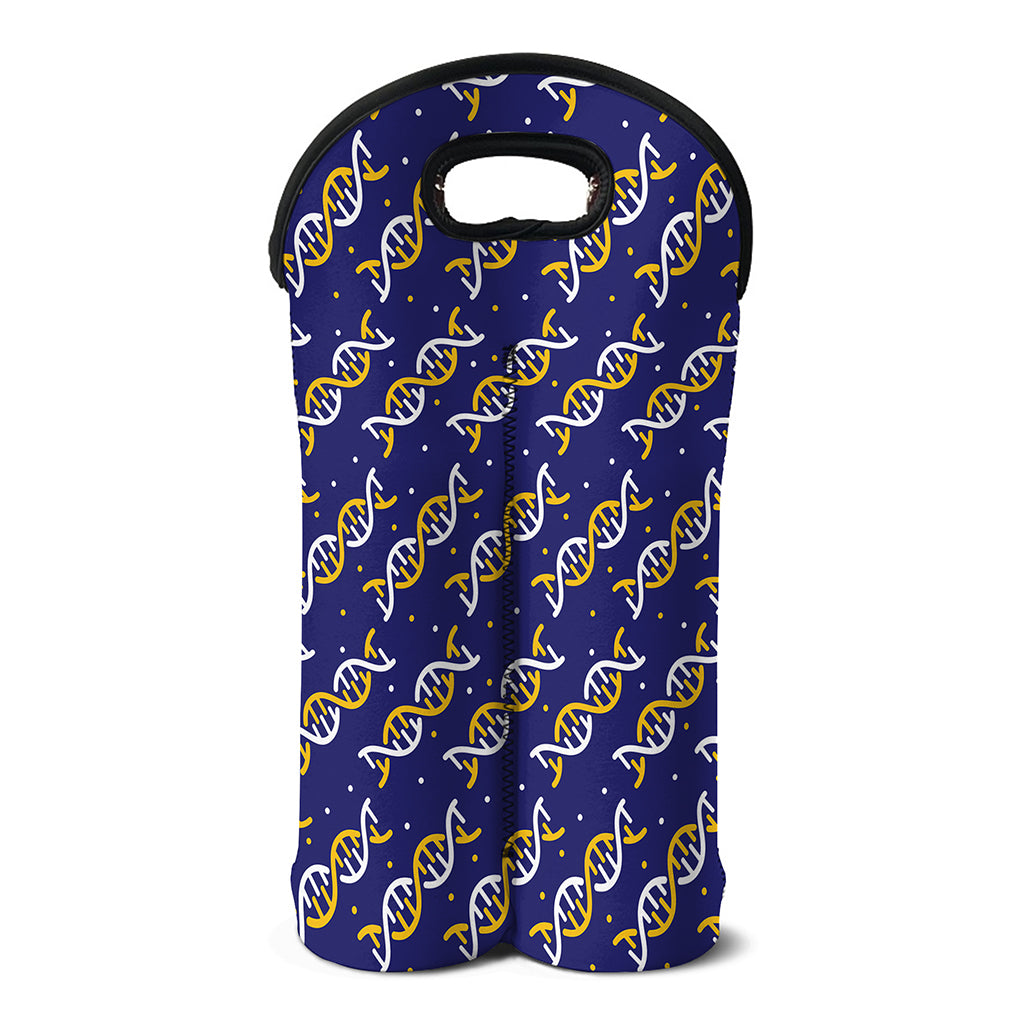 White And Yellow DNA Pattern Print Double Neoprene Wine Tote