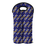 White And Yellow DNA Pattern Print Double Neoprene Wine Tote