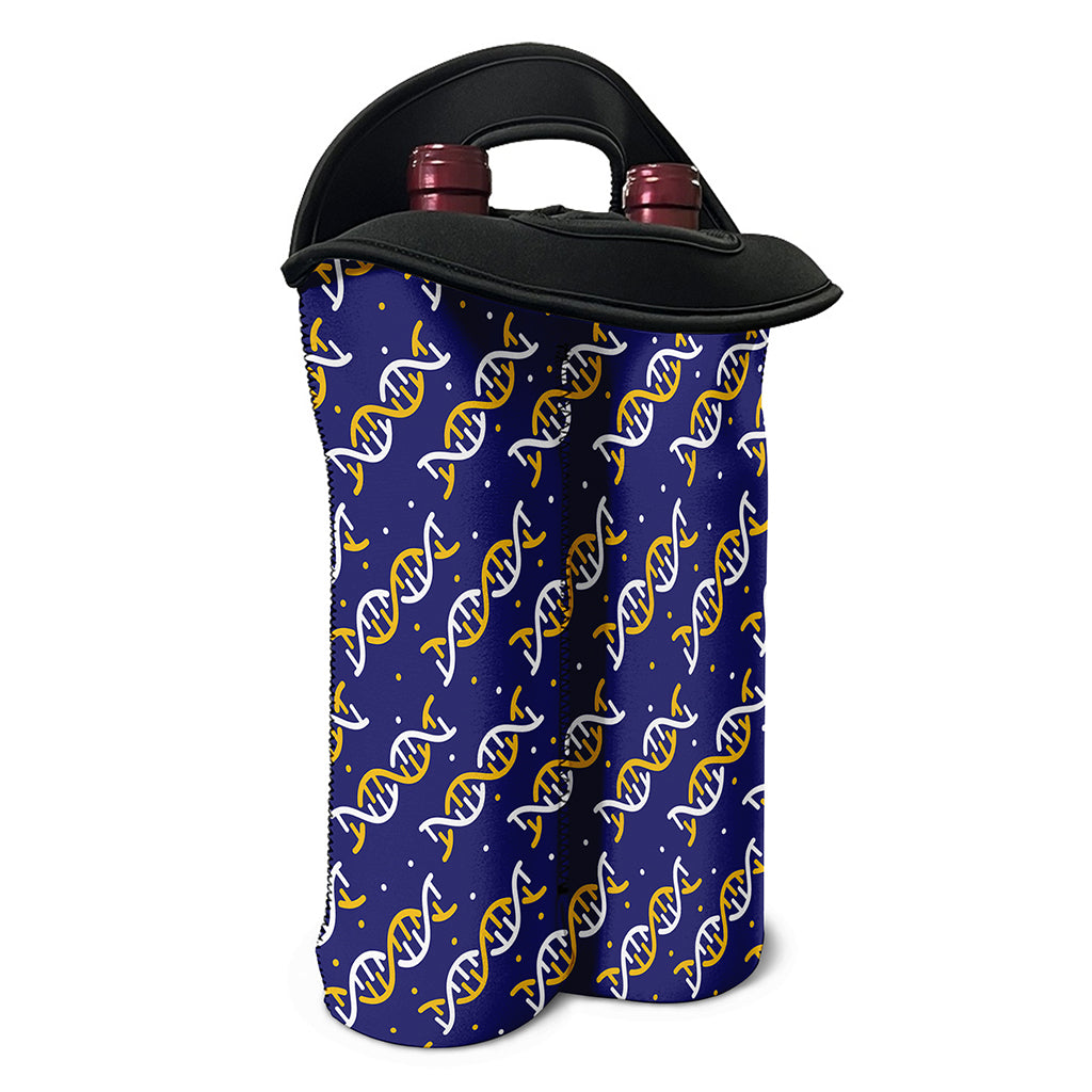 White And Yellow DNA Pattern Print Double Neoprene Wine Tote