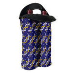 White And Yellow DNA Pattern Print Double Neoprene Wine Tote