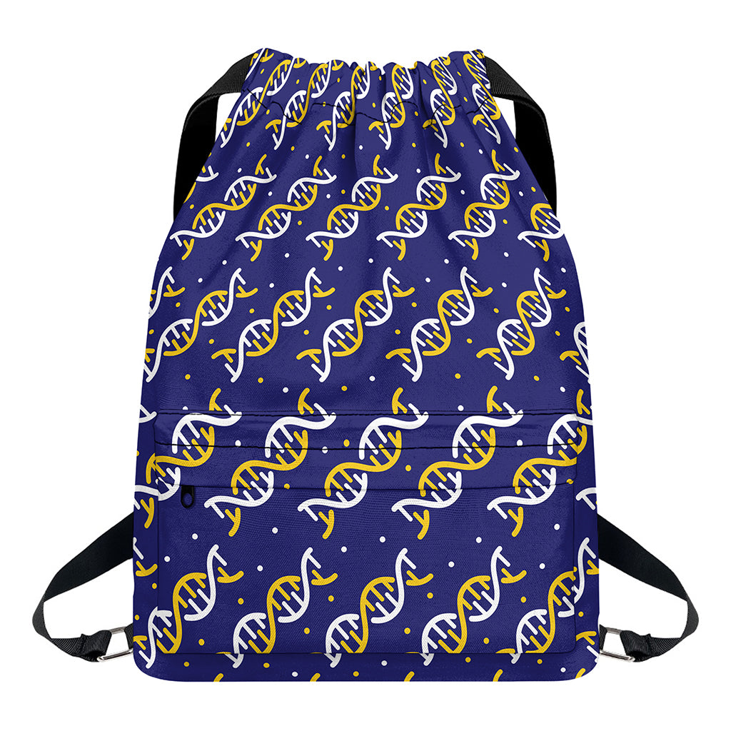 White And Yellow DNA Pattern Print Drawstring Backpack