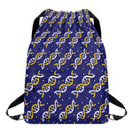 White And Yellow DNA Pattern Print Drawstring Backpack