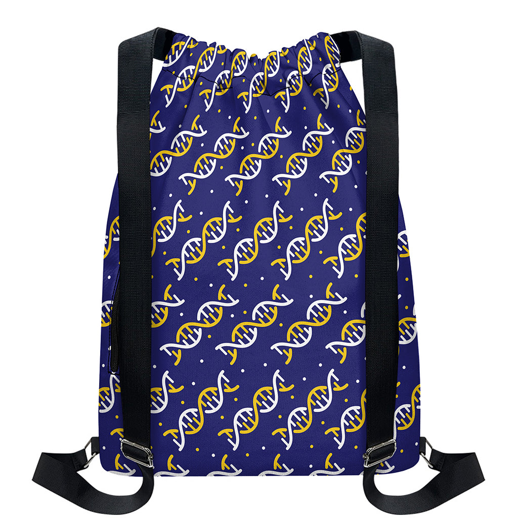 White And Yellow DNA Pattern Print Drawstring Backpack