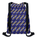 White And Yellow DNA Pattern Print Drawstring Backpack