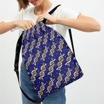 White And Yellow DNA Pattern Print Drawstring Backpack