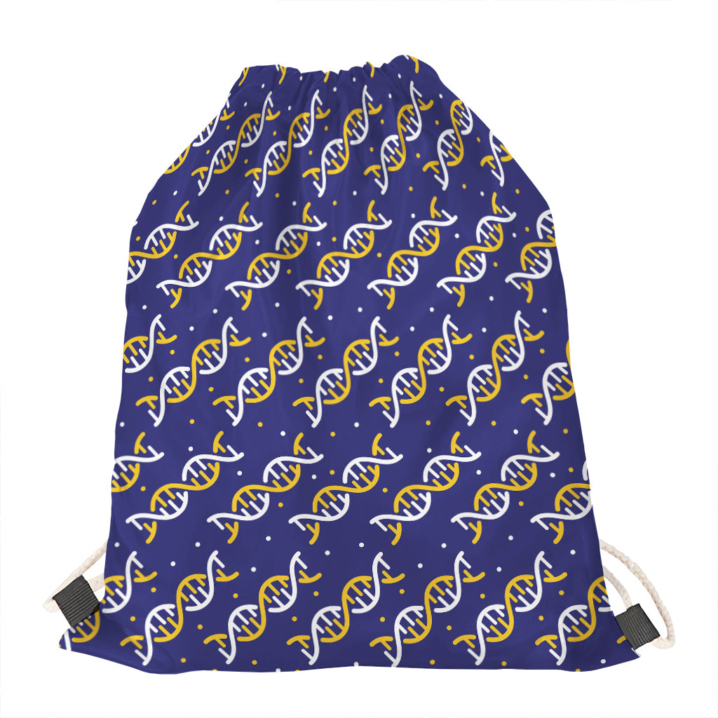 White And Yellow DNA Pattern Print Drawstring Bag